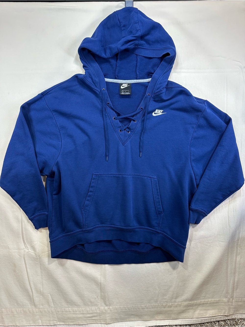 Nike Sportswear Club Fleece Lace-Up Hoodie Game Royal Blue Size L EUC